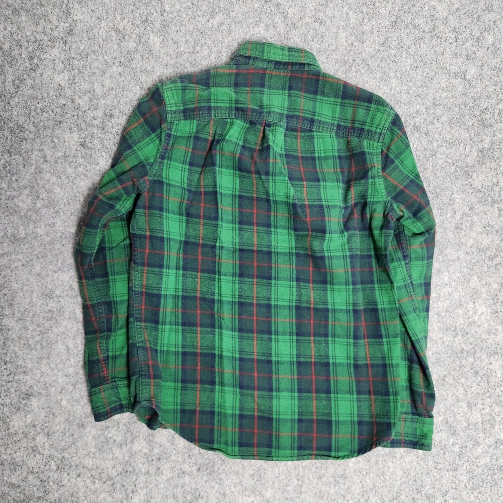 LL Bean Slightly Fitted Flannel Shirt Men S Reg Green Scotch Plaid Button‎ Up - Picture 2 of 6